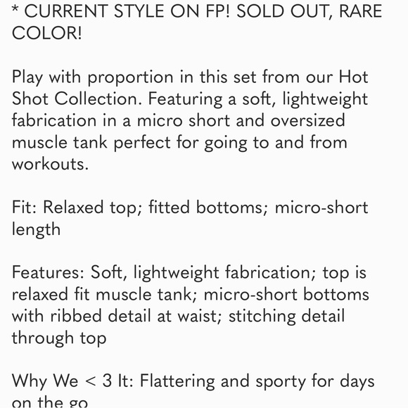 FREE PEOPLE MOVEMENT:”Hot Shot Micro Set” Tank and Shorts NWT - Picture 6 of 6